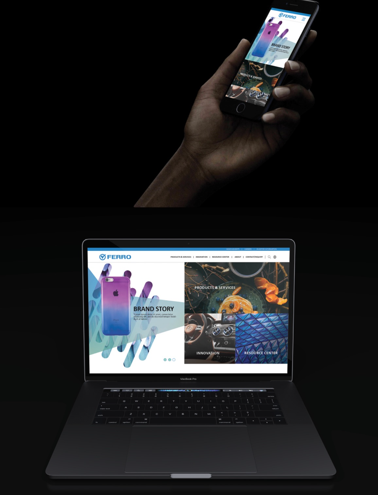 Ferro site on mobile and desktop